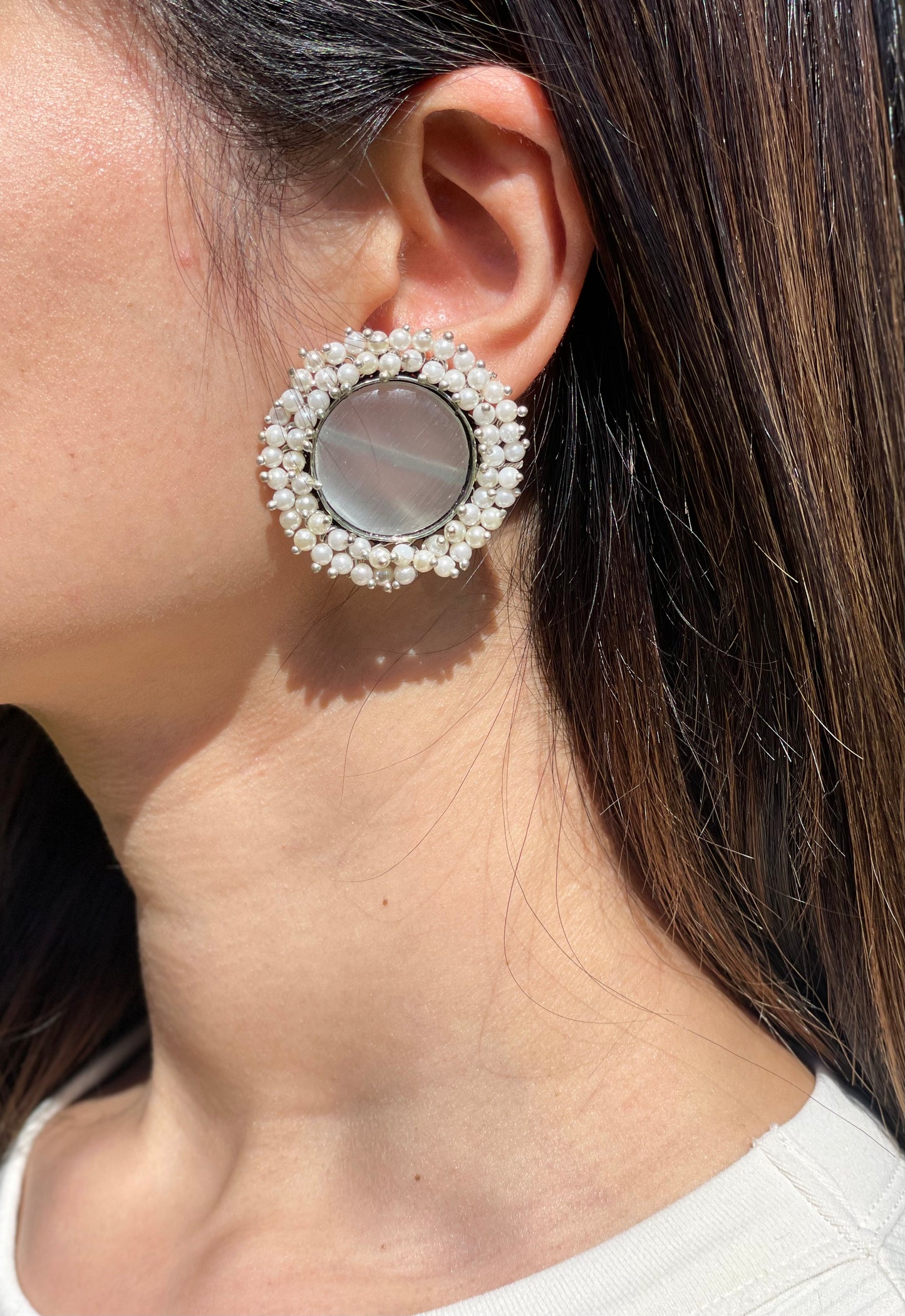 Pearl Halo Studs