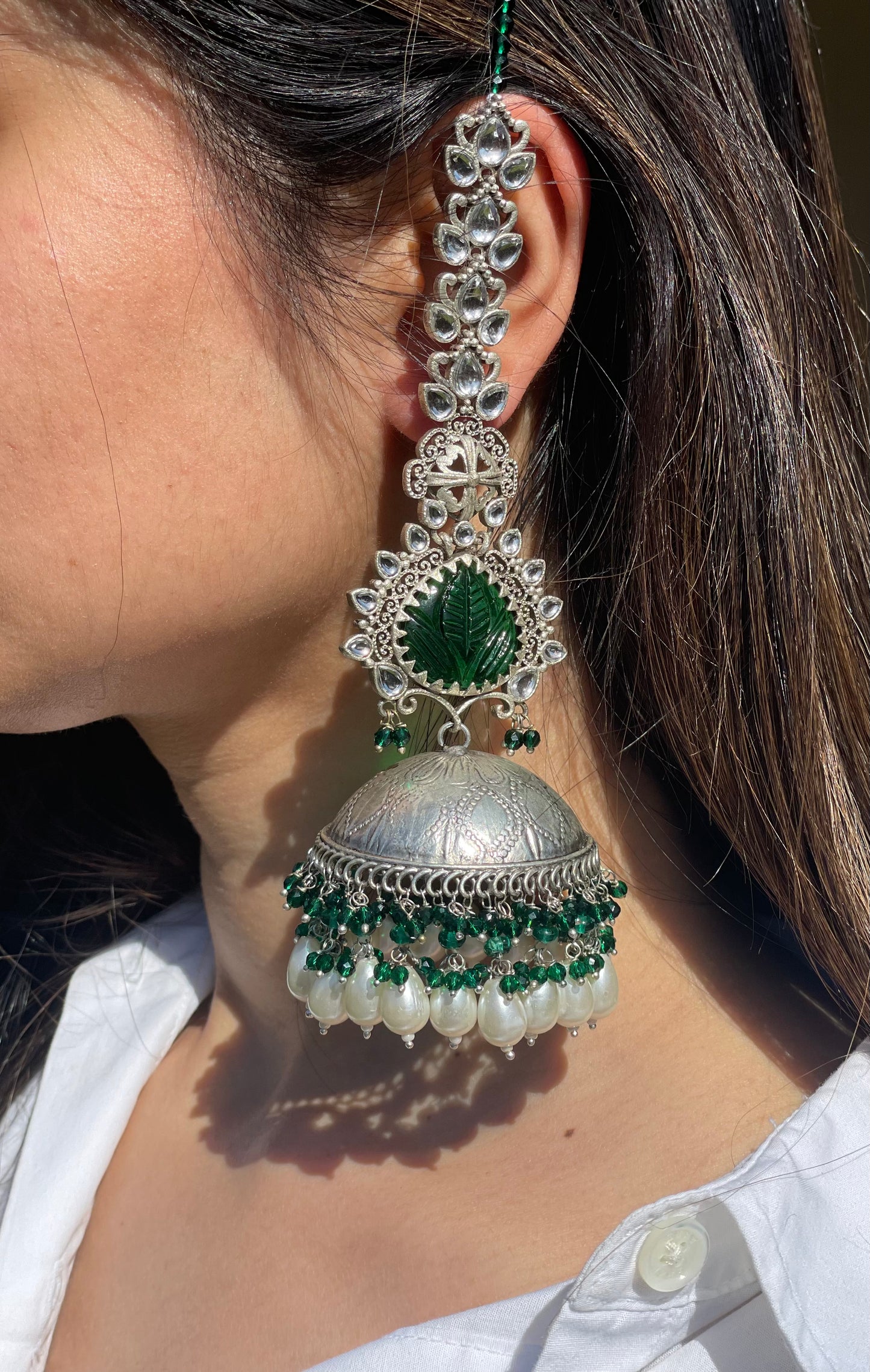 Green Envy Tikka and Earrings Set